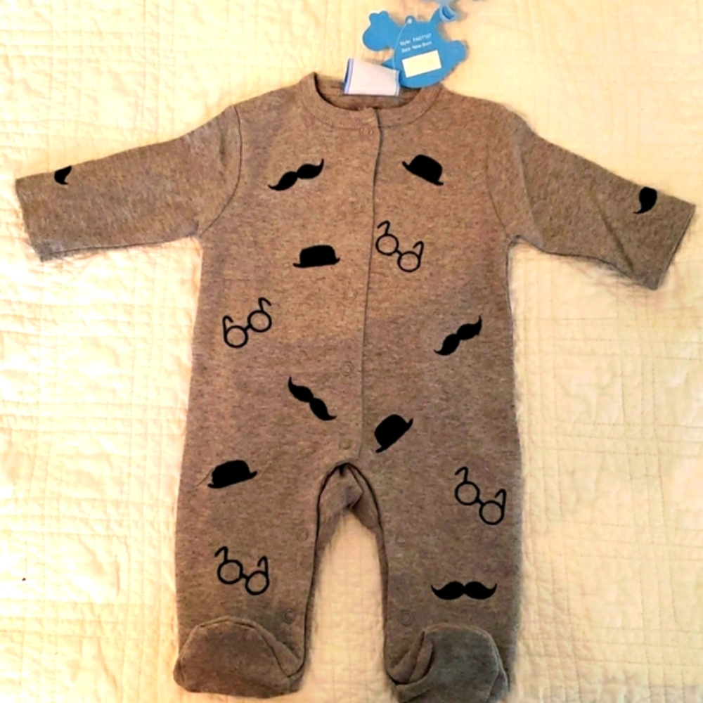 Newborn size baby long sleeve footie sleeper onsie